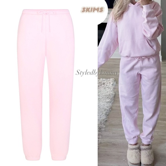 SKIMS Cotton Fleece Joggers - Cherry Blossom XL NWT NEW - Picture 6 of 6